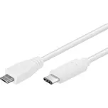 PREMIUMCORD USB-C/male - USB 2.0 Micro-B/Male, bílá, propojovací, 1m, USB C (M), USB 2.0 Micro-B (M), stíněný