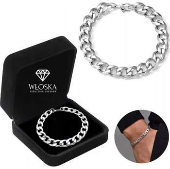Náramek BRANSOLETA GRUBA Srebrna Męska Bransoletka náramek 24cm ELEGANTNÍ + DÁREK