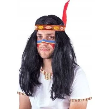 Karnevalová paruka Indiánská paruka pro muže – pro dospělé