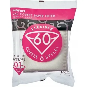 Příprava kávy Hario Papírové filtry V60-01, 100 ks, bílé