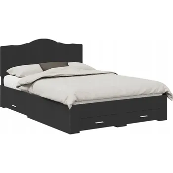 Postel Rám postele s čelo Černá 140 x 200 cm kompozitní dřevo