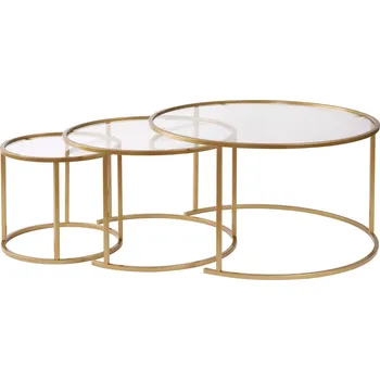 Konferenční stolek Aurum sada tří konferenčních stolků, zlatá / transparent