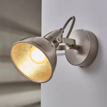 Lampička Lindby Nástěnné světlo Julin, vintage vzhled, niklové - Ø nástěnného držáku 9 cm niklová matná, stříbrná 1 x 40 W