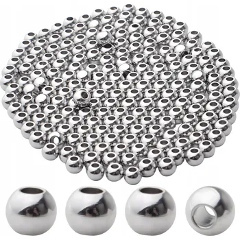 Dětské navlékací korálky Kulaté distanční Korálky pro dekoraci šperků, stříbrné distanční korálky 200 ks