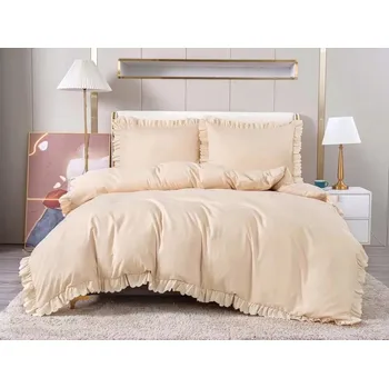 Povlečení Sada povlečení s volánkem SATÉN BAVLNA 160x200cm 3 díly