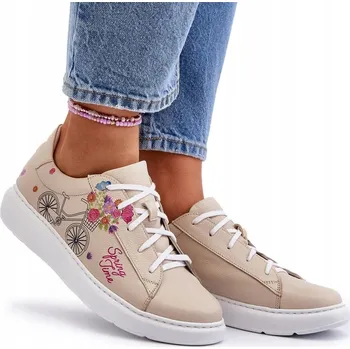 Dámské tenisky ZAZOO 024/TAMARA DÁMSKÉ KOŽENÉ TENISKY BÉŽOVÉ 39