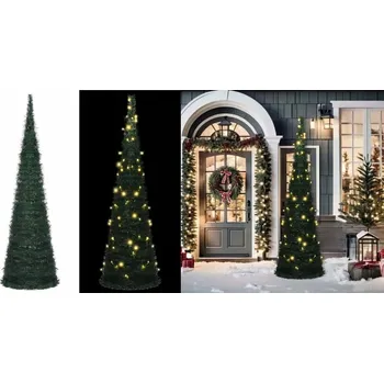 Vánoční stromek Zelený umělý vánoční stromek s girlandou světýlek, 150 cm