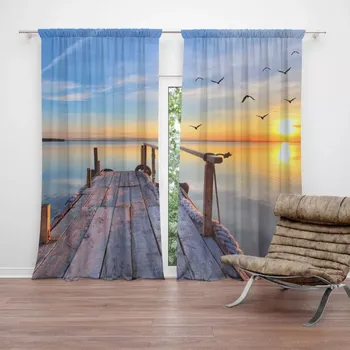 Závěs Sablio Závěs Molo a racci: 2ks 140x250cm