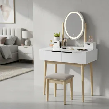 Toaletní stolek ArtJum Toaletní stolek WERRY 2 s oválným LED zrcadlem