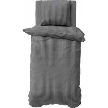 Povlečení POVLEČENÍ 140x200 DAMAŠEK GRAFIT JEDNOBAREVNÉ PRUHY BAVLNA DETEXPOL