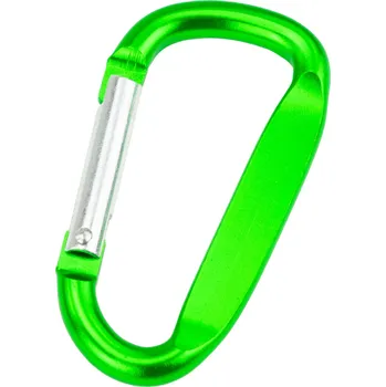 karabina Hliníková karabina D tvar, 60 mm, zelená