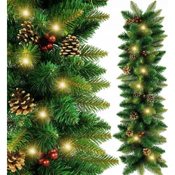 Vánoční dekorace Vánoční girlanda na stromeček Řetěz PREMIUM 270 cm HQ Zelená Hustá 2,7 m