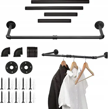 Věšák NÁSTĚNNÝ VĚŠÁK Z ŽELEZNÝCH TRUBKY 80X25CM NA OBLEČENÍ A RUČNÍKY