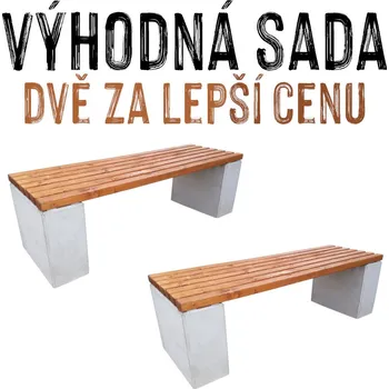 Zahradní lavice VÝHODNÁ SADA - 2x Betonová lavice DEMOS, 150 x 50 cm