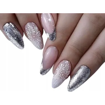 Umělé nehty UMĚLÉ NEHTY VÁNOČNÍ ZIMNÍ TIPSY 24KS