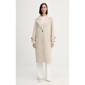 Kabát s příměsí vlny Pedro del Hierro 7522239 béžová 80X, vel. S