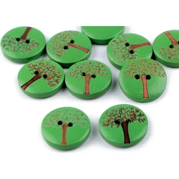 Knoflík Dřevěný dekorační knoflík (10 ks) - strom života