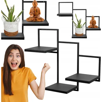 Květináč Držák Na Květináč loft kovový závěsný černý 3 police polský výrobek Framado Polsko