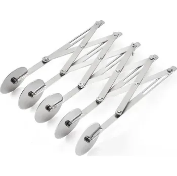 Váleček na těsto Kovový nastavitelný dělič těsta 24,5 × 5,5 cm s 5 kolečky Profesionální kráječ na pásky těsta a pizzu Robustní kovový kolečkový nástroj