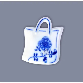 Dekorativní magnet Cibulák magnetka nákupní taška 6,2cm originální cibulákový porcelán Dubí, cibulový vzor,