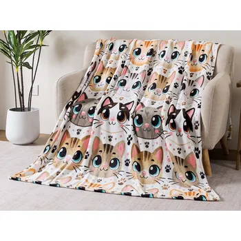 XPOSE® Mikroplyšová deka ROZTOMILÉ KOČKY 140x200 cm, Mikroplyš + Prodloužená možnost vrácení zboží do 50 dnů