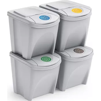 Odpadkový koš Sada odpadkových košů EMPIRO QUAD, světle šedá