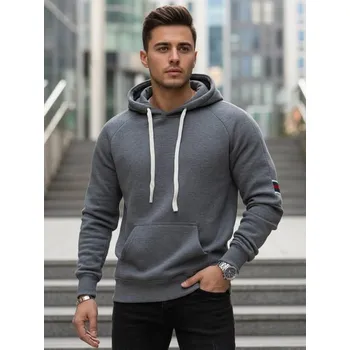 Pánská móda Dstreet Cool šedá pánská mikina s kapucí a klokaní kapsou