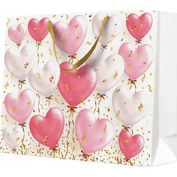 Dárková taška SRDCE velká, narozeninová, 26,5 x 33 x 13,5 cm