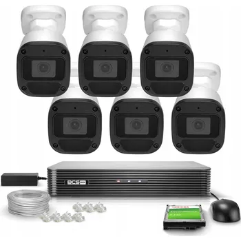 IP kamera Monitorovací sada BCS: 6 kamer 5 Mpx, IR 30 m, PoE, 1 TB