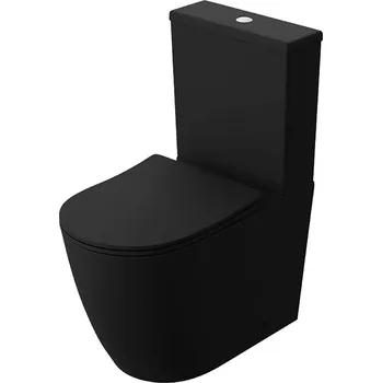 Klozet LAVITA Kompaktní WC NAUTILUS bez lemování s termosetovým sedákem černé