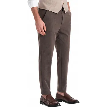 Pánská móda Pánské chino kalhoty s gumou v pase čokoládové V2 OM-PACP-0158 XXL