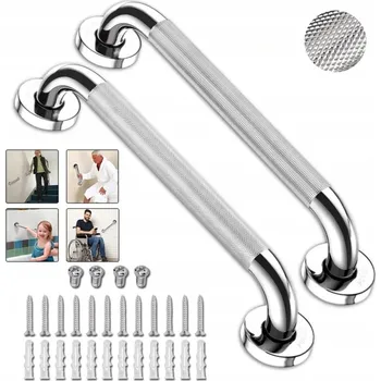 Madlo do koupelny SADA 2x KOUPELNOVÉ DRŽÁKY ROVNÉ MADLO K VANĚ 40cm + PŘÍSLUŠENSTVÍ