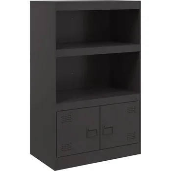 Koupelnový nábytek Černá ocelová skříňka 67 x 39 x 107 cm se 2 policemi a úchyty