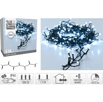 Vánoce VÁNOČNÍ OSVĚTLENÍ NA STROMEČEK SVĚTELNÝ ŘETĚZ 240 LED s ČASOVAČEM BÍLÁ STUDENÁ