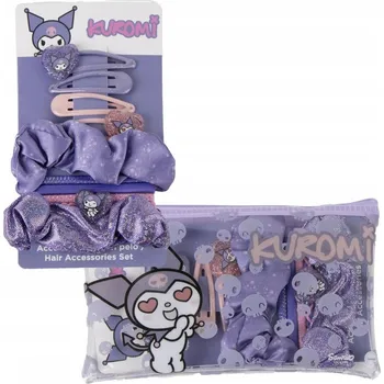 Sada do vlasů gumičky froté sponky scrunchies Kuromi v pouzdře
