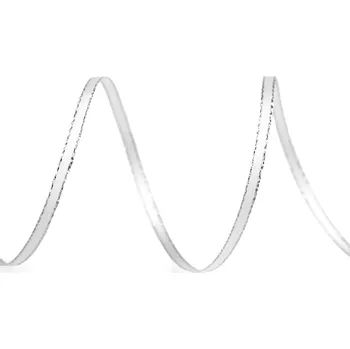 Atlasová stuha oboulící s lurexovým okrajem šíře 3 mm vánoční Balení: 20 m, Varianta: 100 bílá stříbrná - 8590939283244