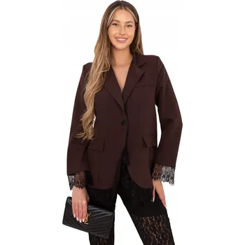 Dámské sako Sako s krajkovým lemem Jednořadé dámské