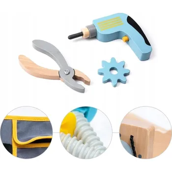 Sada nářadí SADA MALÉHO KUTILA PRO DĚTI DŘEVĚNÉ NÁŘADÍ PÁS PILA KLADIVO KLÍČ