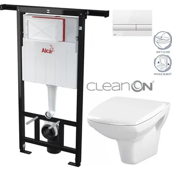 WC sada ALCA Jádromodul - předstěnový instalační systém s bílým tlačítkem M1710 + WC CERSANIT CLEANON CARINA + SEDÁTKO AM102/1120 M1710 CA2