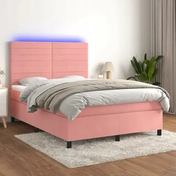 Postel Dřevěná manželská postel VidaXL 140x190 cm, růžová