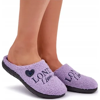 Dámská obuv DOMÁCÍ OBUV PANTOFLE S KOŽÍŠKEM TYPU BERÁNEK INBLU ET000027 FIALOVÉ 39