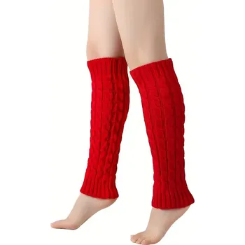 Dámské ponožky Kotníkové návleky na nohy copánkový vzor - tmavě červené - vel. UNI