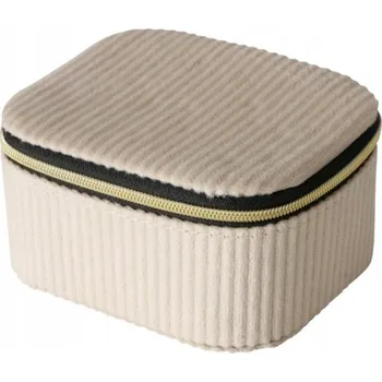 Úložný box KRABIČKA NA ŠPERKY ŠTRKUSOVÁ BÉŽOVÁ S PŘIHRÁDKAMI CAJA 12 X 10 X 6 CM