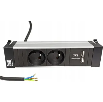 Elektrická zásuvka Elektrická Zásuvka s kabelem Bachmann, stříbrná