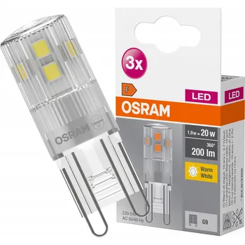 Žárovka 3x LED žárovka G9 kapsle 1,9W = 20W 200lm 2700K teplá bílá OSRAM