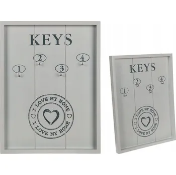 Věšák VĚŠÁK NA KLÍČE - DŘEVĚNÝ RÁMEČEK SKŘÍŇKA BÍLÝ