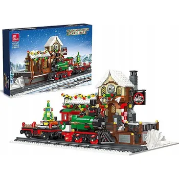 ostatní stavebnice Stavebnice - Vánoční vlak, 1362 dílků, LED světla;