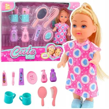 Panenka Sada Mini Panenka s Příslušenstvím pro Péči Růžové Šaty