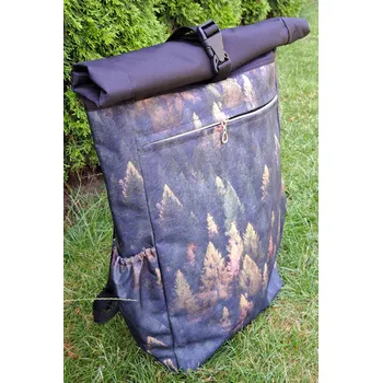 Městský batoh Roll Up batoh z kočárkoviny Les - černá/zelená - dlúhá verze