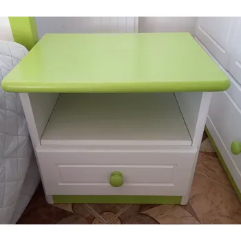 Noční stolek Drewmax Noční stolek SN11 – bílo-zelený, 40×39×35 cm skladem